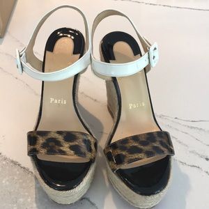 Christian Louboutin Spachica Patent Leopard Wedges